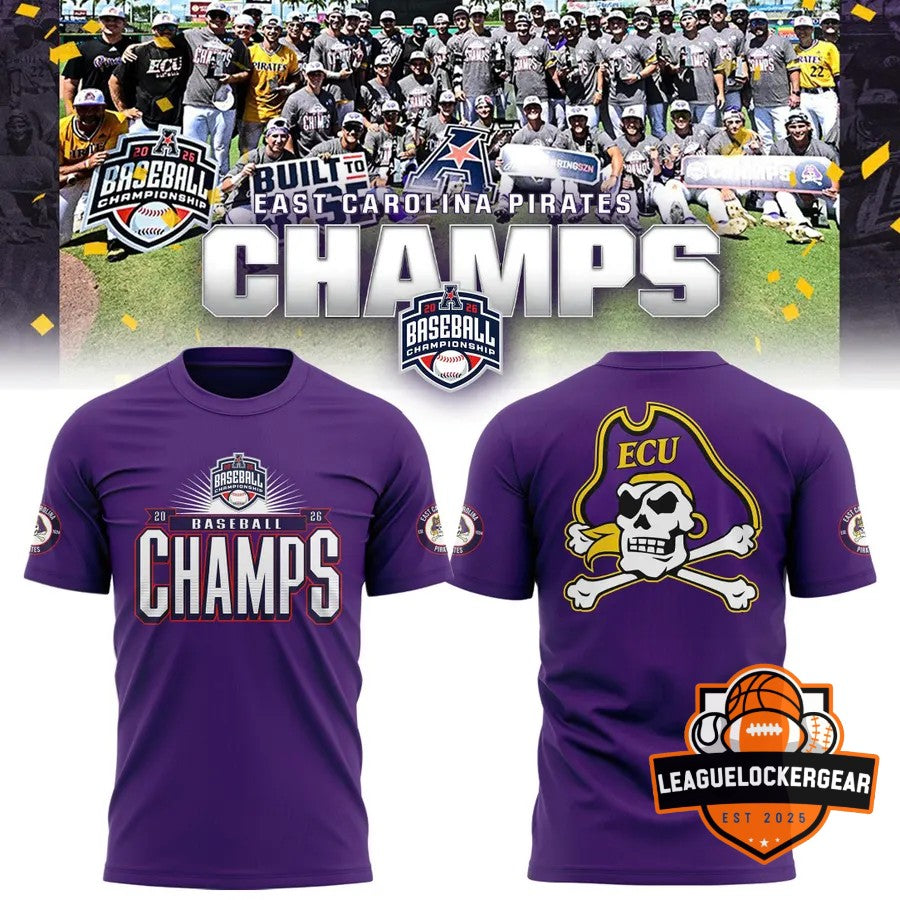 East Carolina Pirates Baseball Championship Champs 2026 T-Shirt