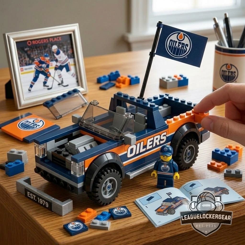 Edmonton Oilers Building Block Pickup Truck Set