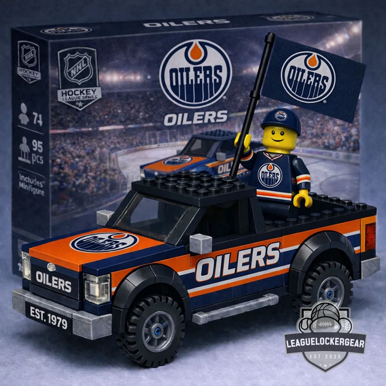 Edmonton Oilers Building Block Pickup Truck Set