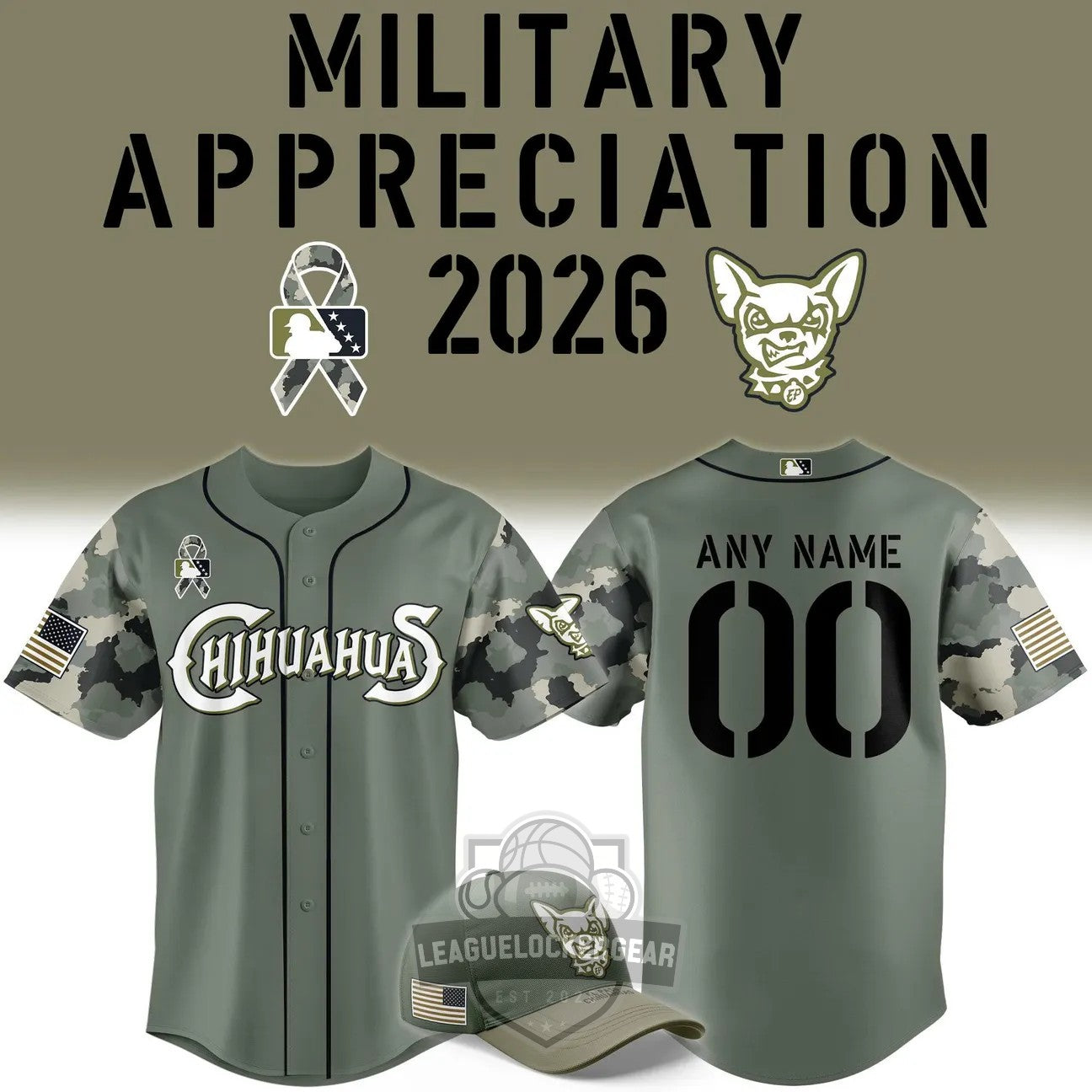 El Paso Chihuahuas Military Appreciation 2026 Baseball Jersey