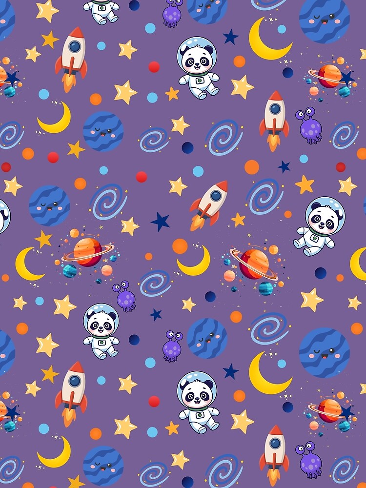 Cute Space Panda Seamless Pattern - Kawaii Astronaut Galalxy Design by ArtiFize Store