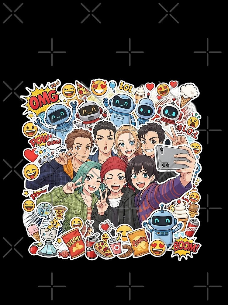 Anime Boy Urban Pop Art Sticker Bomb Collage by BunnyMood1