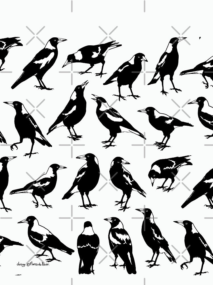 AUSTRALIAN MAGPIES - tee shirts, other apparel & homewares by pavlovais