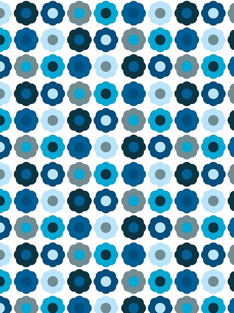 Retro Mod Abstract Blue Flowers by pugmom4