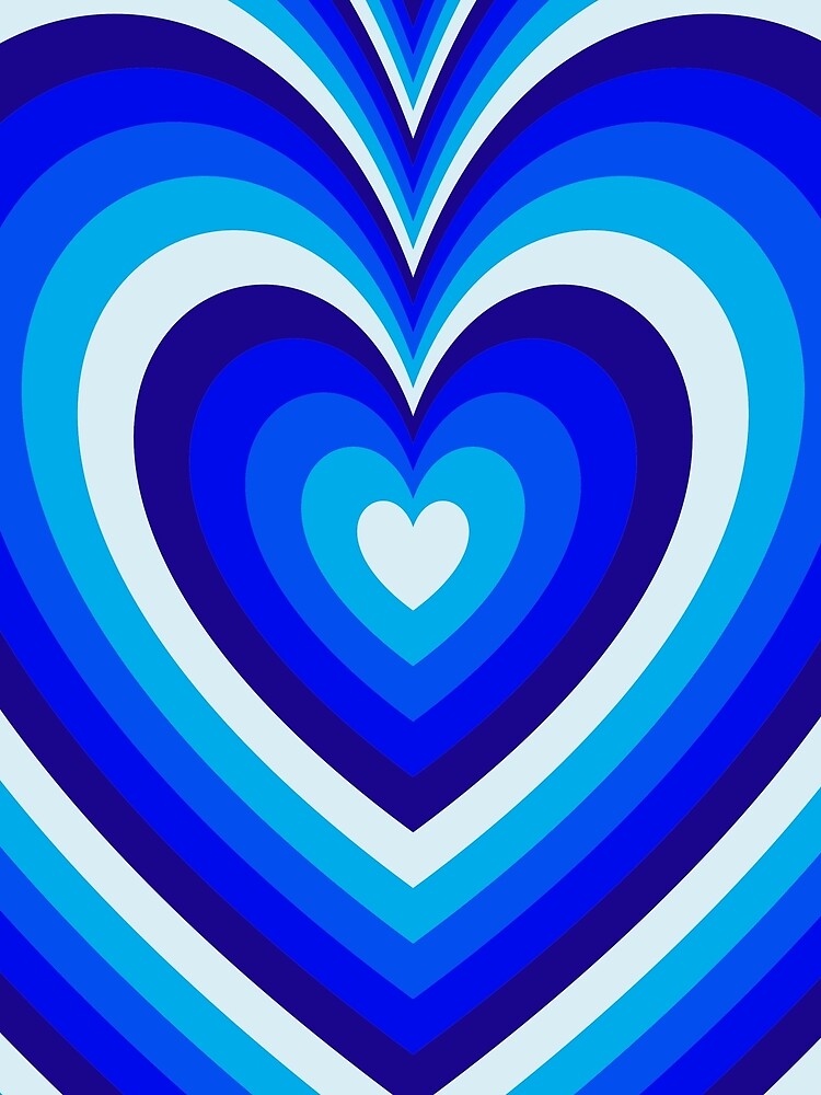 Blue Aesthetic Hearts Retro Y2K Concentric Pattern by Aesthetic Crew