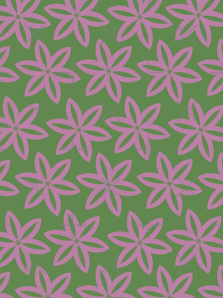 Geometrical Botanical Green Purple Flowers by technicolorable_art