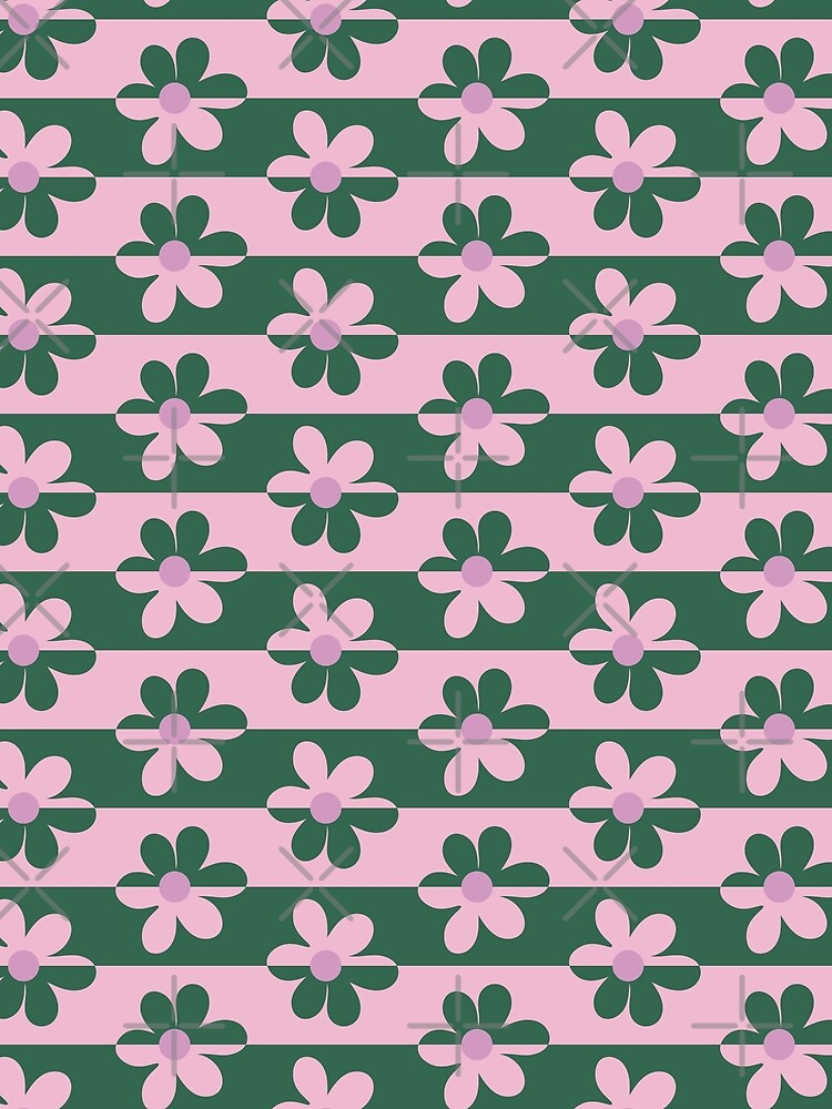 Retro Floral Pattern - Green Pink 2 by technicolorable_art