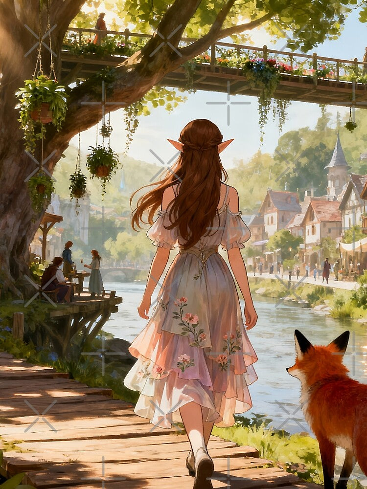 Peaceful Elven City Walk – Cozy Fantasy Anime Illustration by athanasioungr