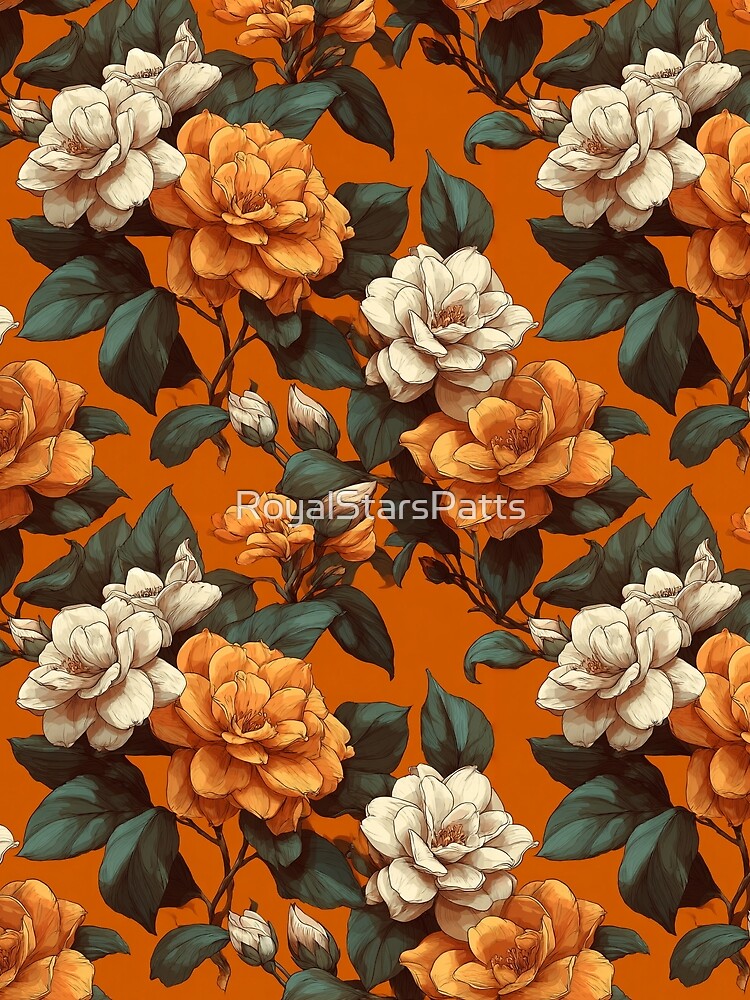 Vibrant Gardenias Floral  - Birth Flower Pattern  - Retirement Gifts For Grandma by RoyalStarsPatts