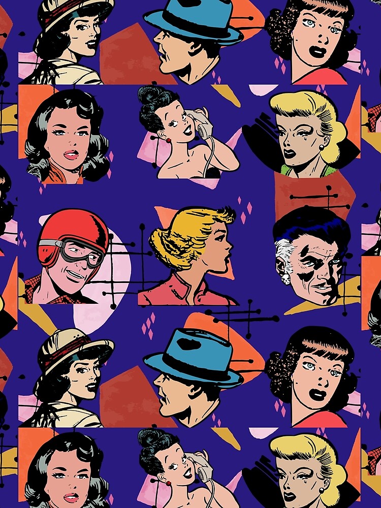 Colorful Retro Pattern With People by Taleahsdesigns