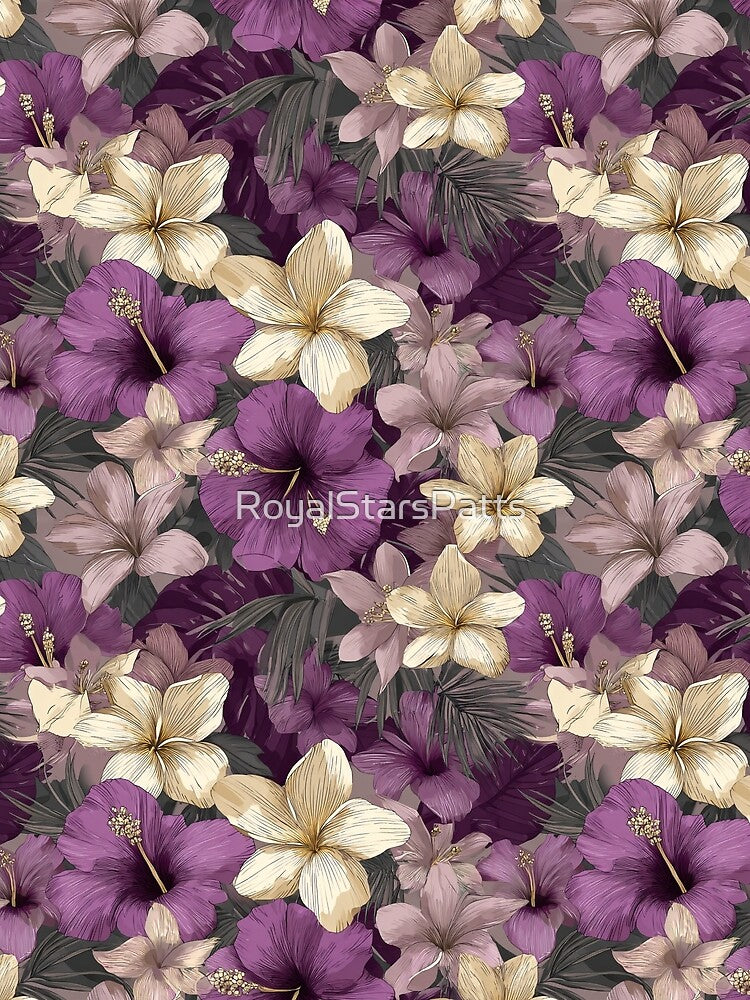 Petaled Tropical Floral Texture  - Birth Flower Motif  - Sympathy Gifts by RoyalStarsPatts