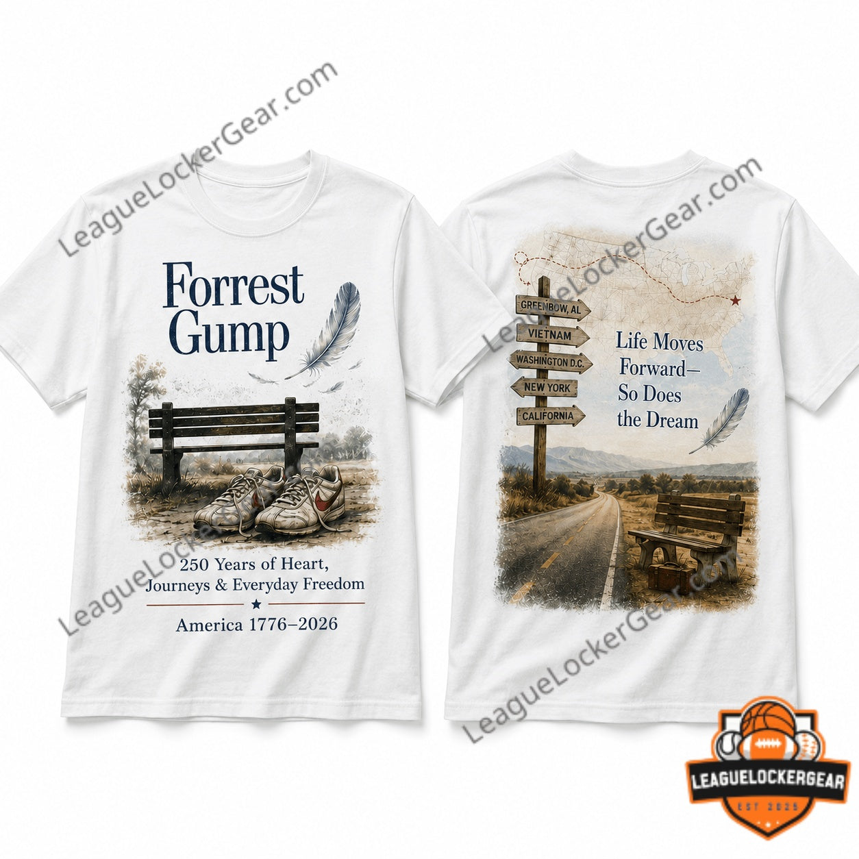 Forrest Gump 250 Years America 1776-2026 Journeys T-Shirt