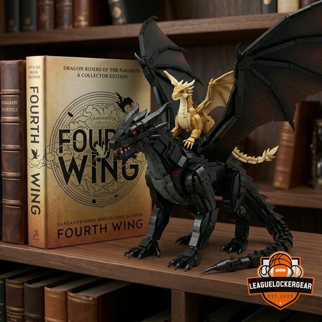 Fourth Wing Dragon Riders of the Navarriin Black Gold Dragon Building Block Model
