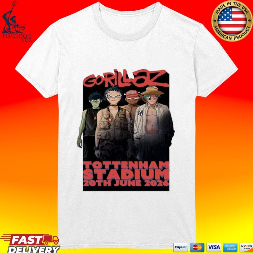 Gorillaz London Tottenham Stadium 20th June 2026 T-shirt