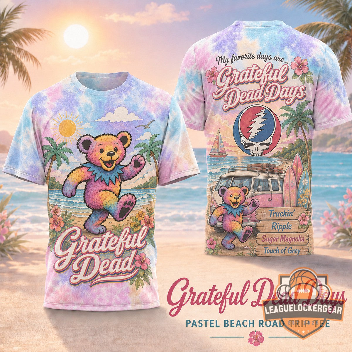 Grateful Dead Days Pastel Beach Road Trip T-Shirt