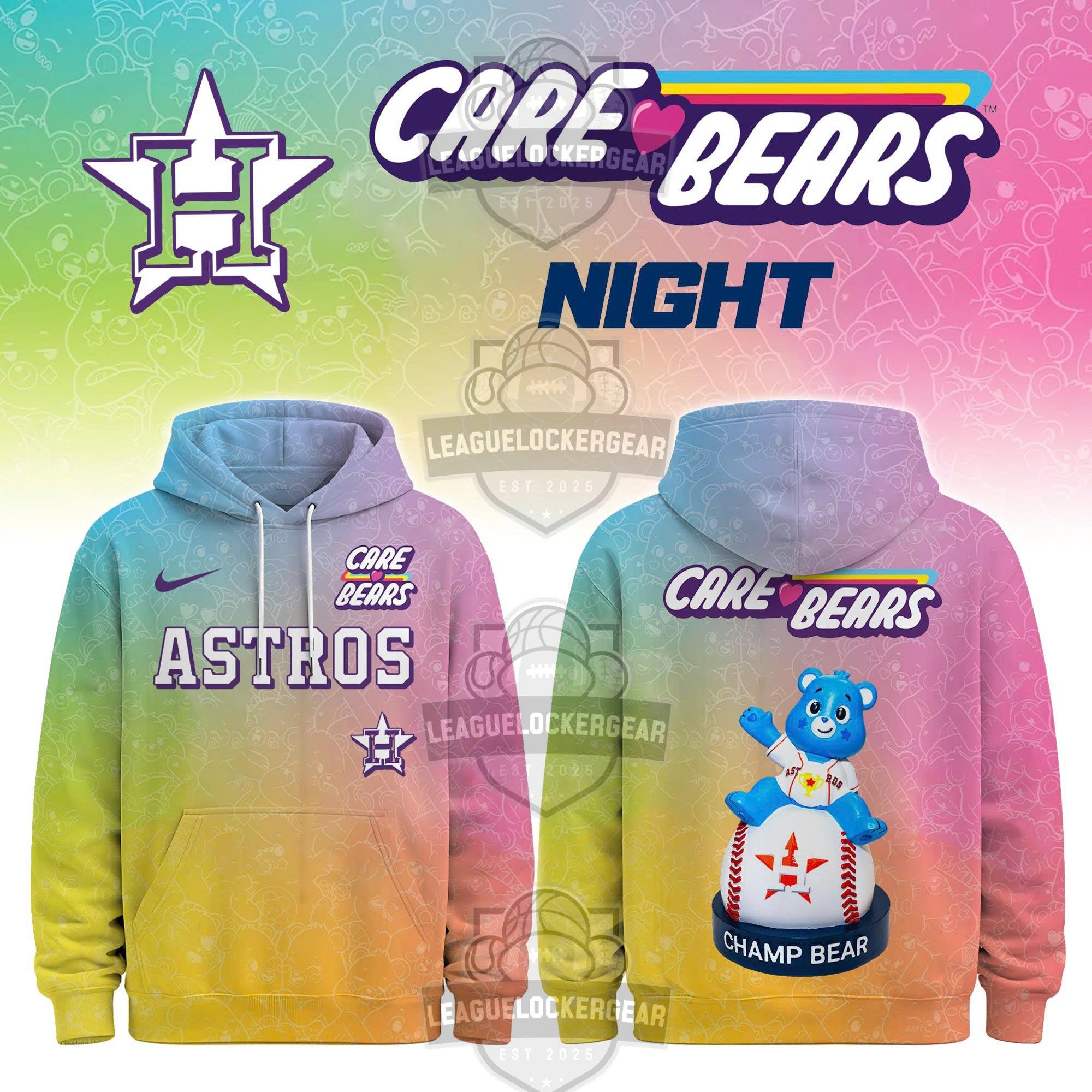 Houston Astros Care Bears Night Champ Bear Hoodie