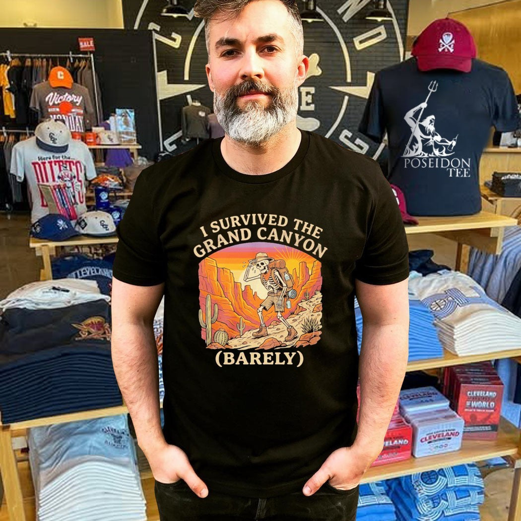 I Survived The Grand Canyon Barely Skeleton Gift T-shirt