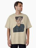 Self Portrait with Physalis by Egon Schiele 1914 Oversized T-Shirt