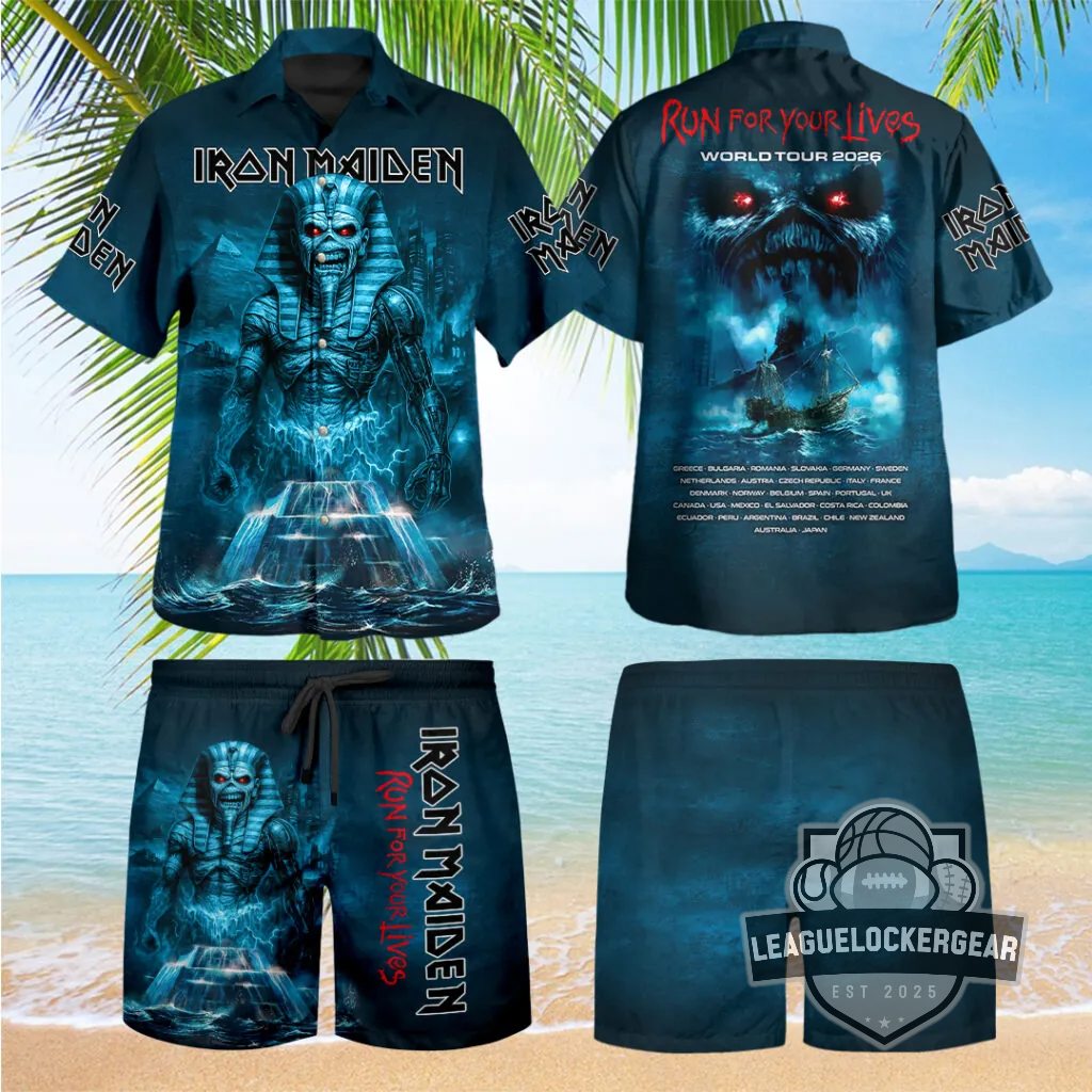 Iron Maiden Powerslave Run For Your Lives World Tour 2026 Hawaiian Shirt