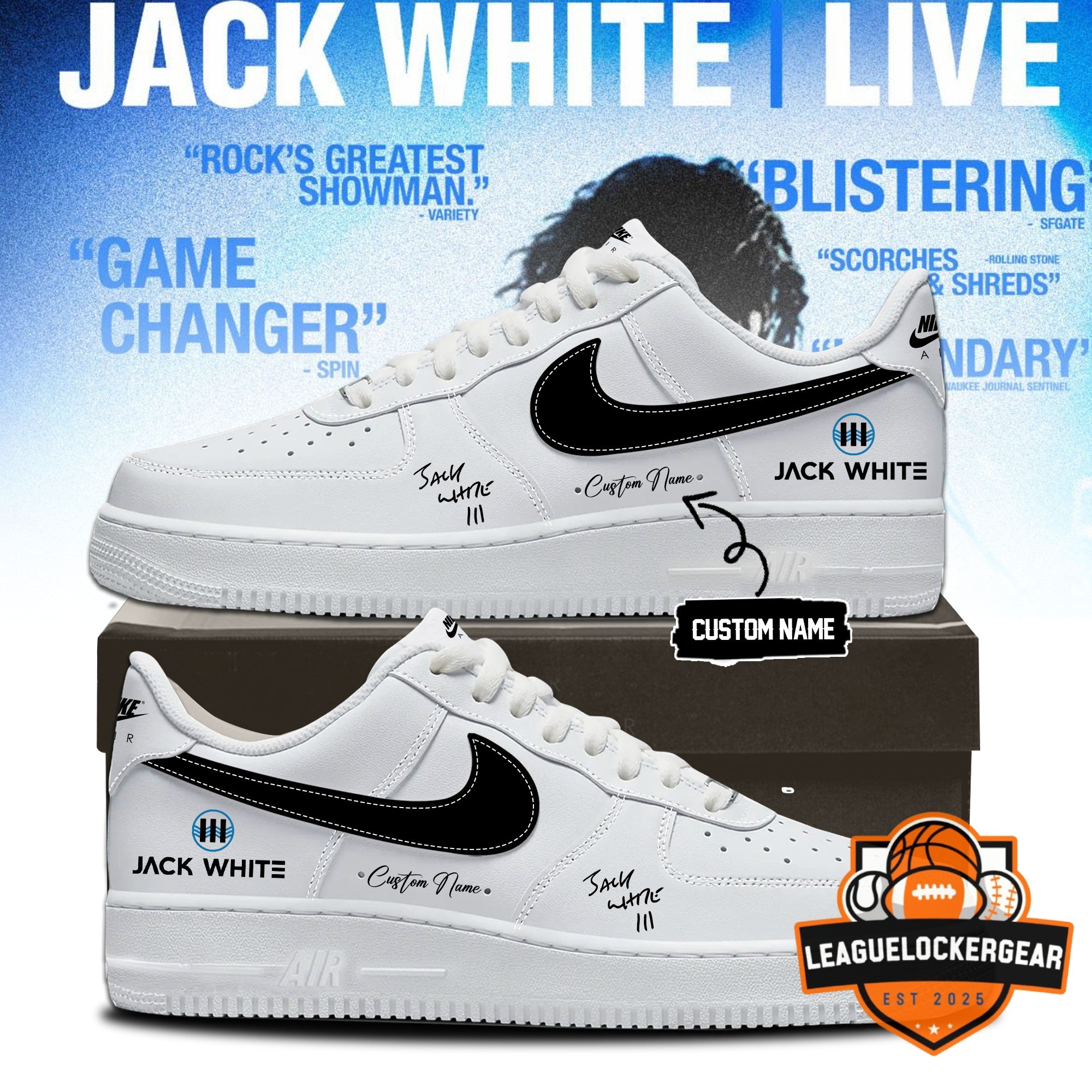 Jack White Live No Name Tour Air Force 1 Low Top Sneakers
