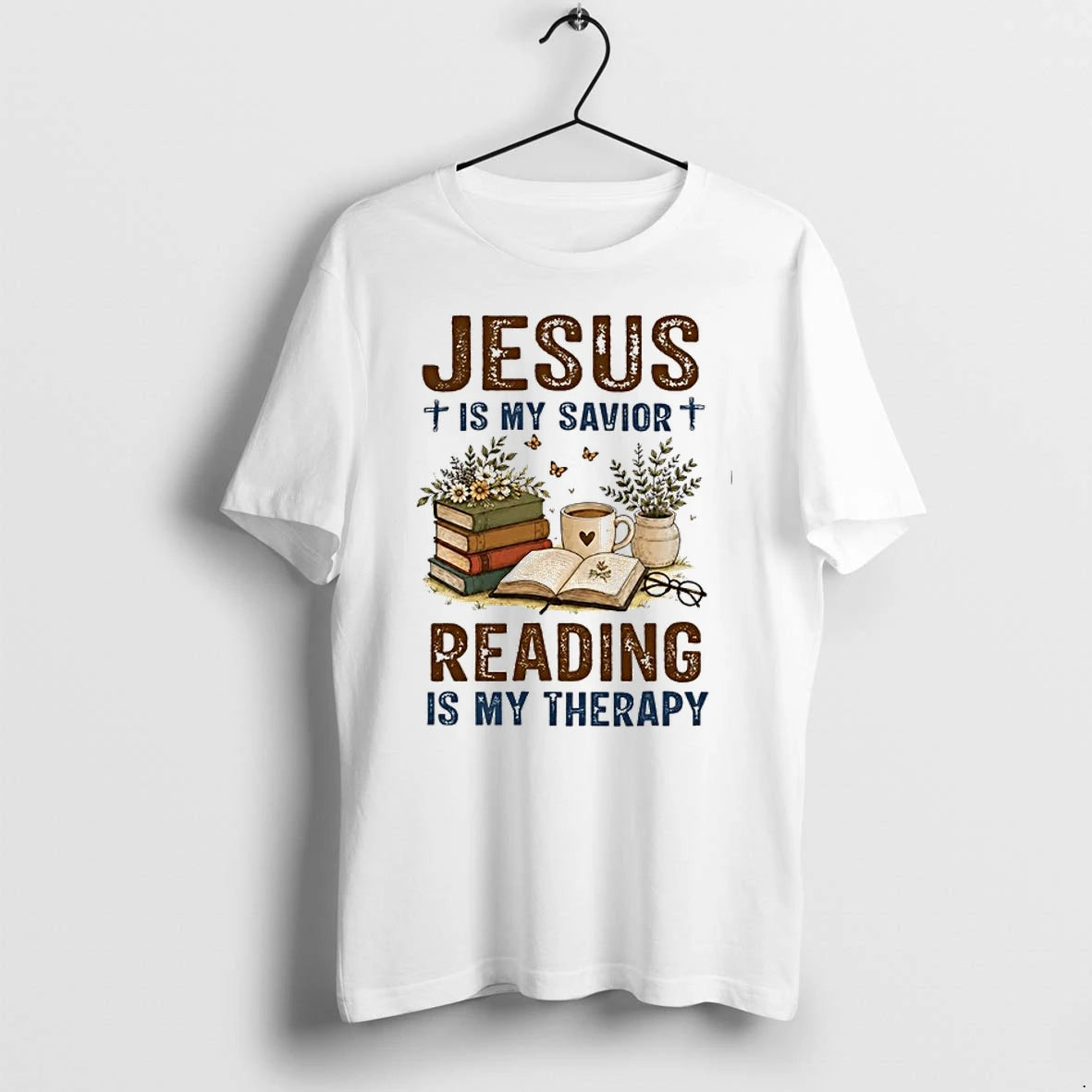 Jesus Is My Savior Book Reading Is My Therapy 0 Tshirts Sweater