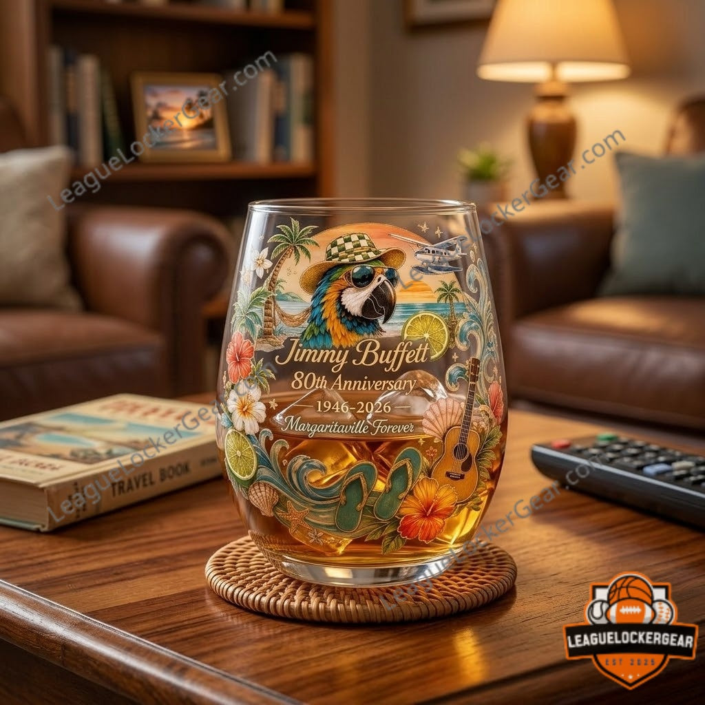 Jimmy Buffett 80th Anniversary 1946-2026 Margaritaville Glass