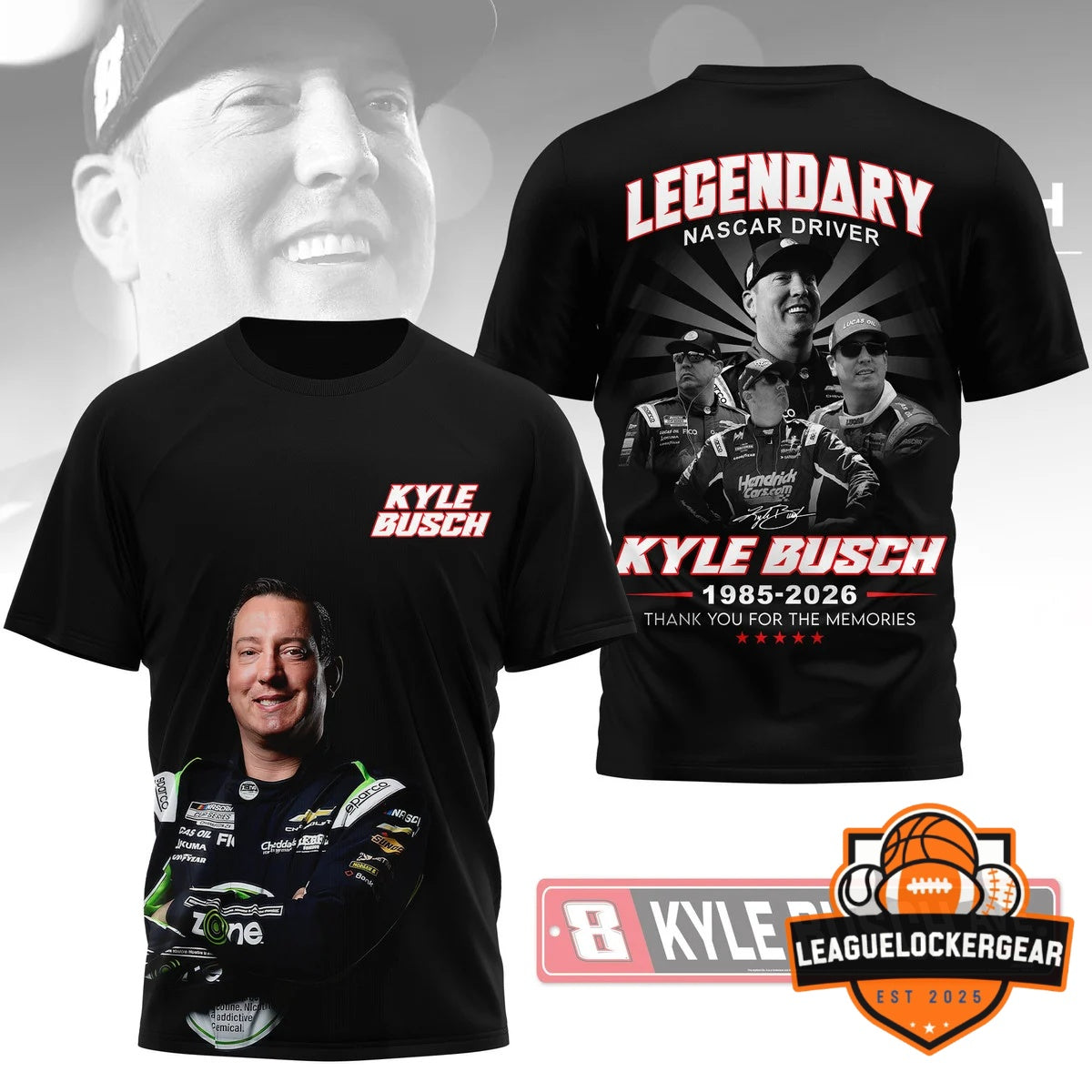 Kyle Busch Legendary NASCAR Driver 1985-2026 T-Shirt