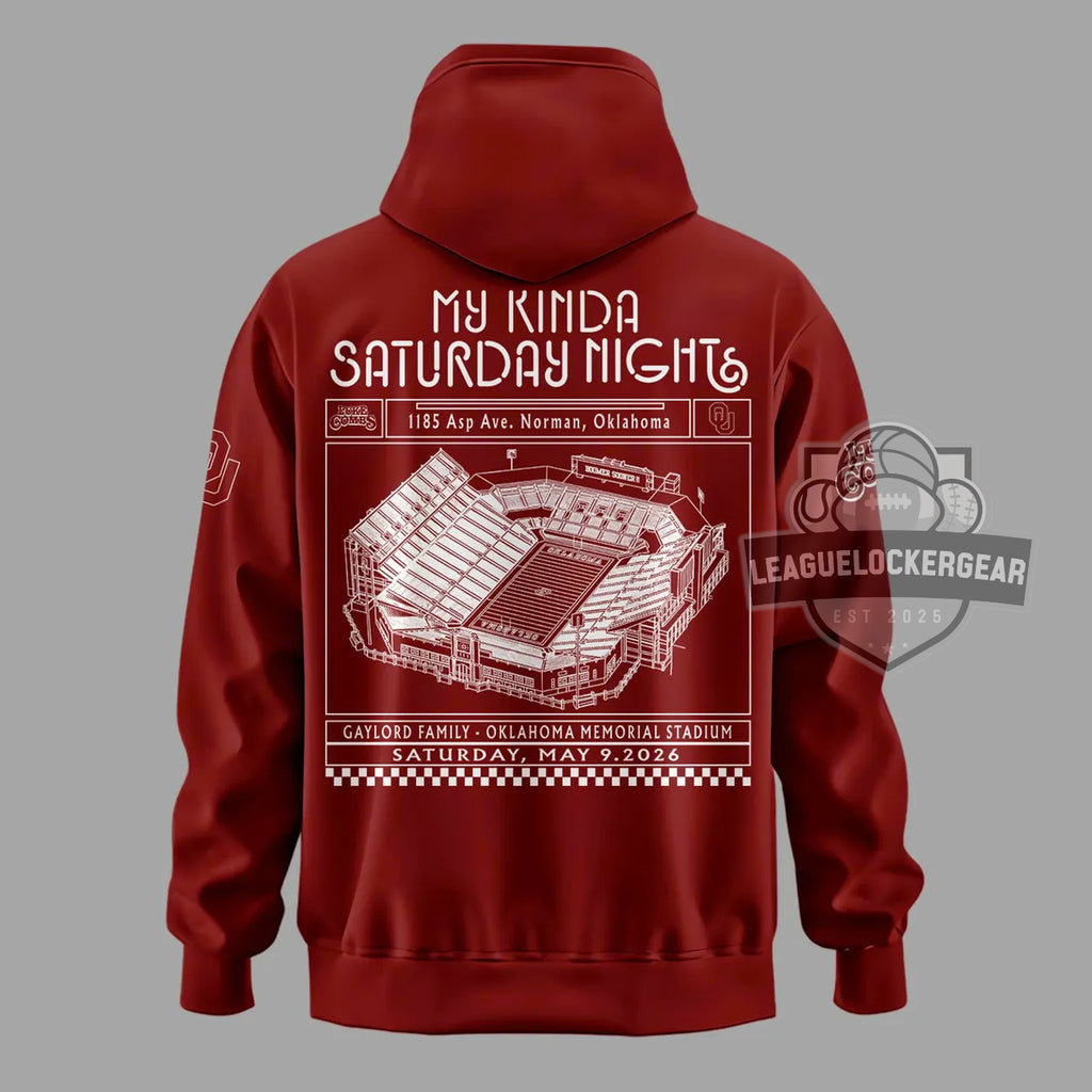 Luke Combs Oklahoma Sooners My Kinda Saturday Night Tour Oklahoma Memorial Stadium Hoodie