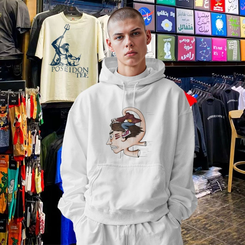 Man Riding His Own Head Illustrated T-shirt