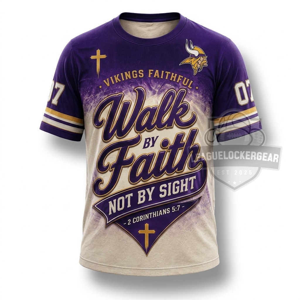 Minnesota Vikings Walk by Faith 3D T-Shirt
