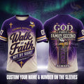Minnesota Vikings Walk by Faith 3D T-Shirt