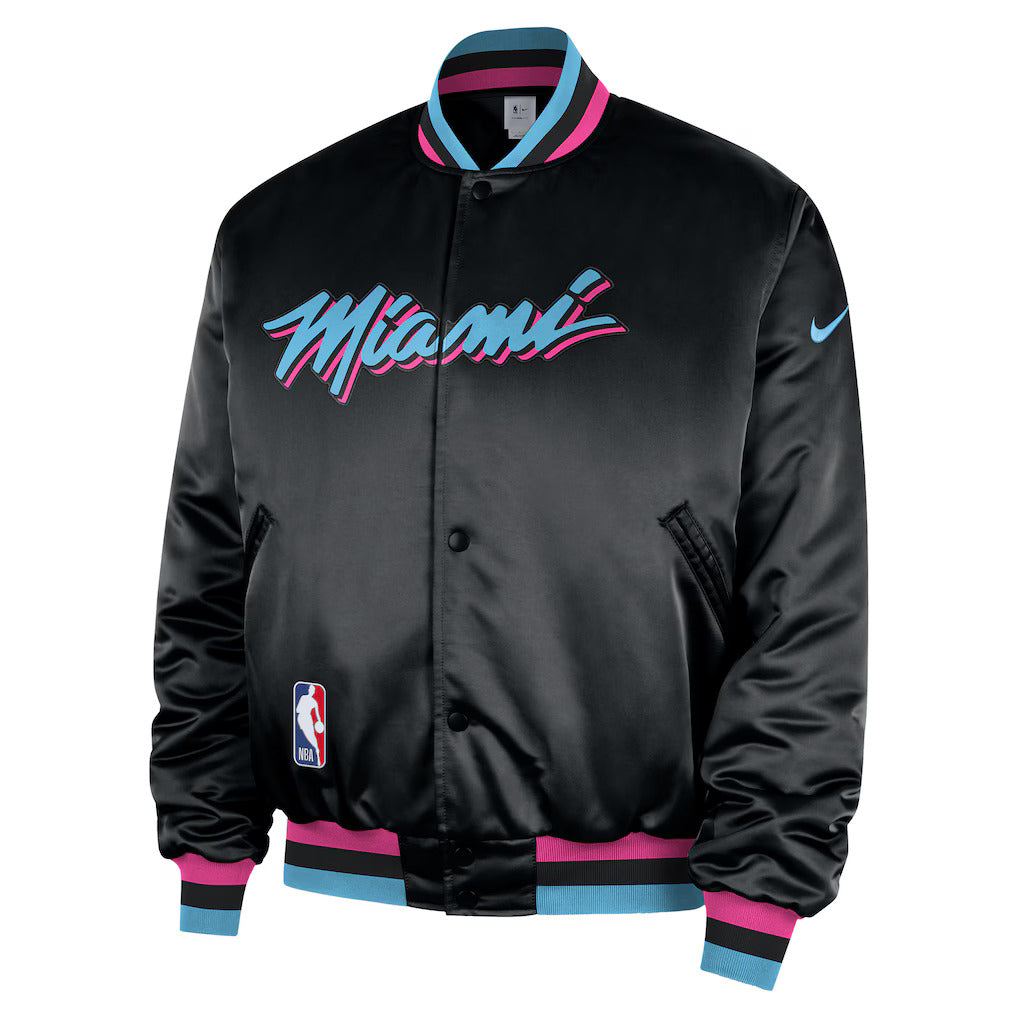 Miami Heat 2025/26 City Edition Remix Courtside Bomber Jacket – Full-Snap