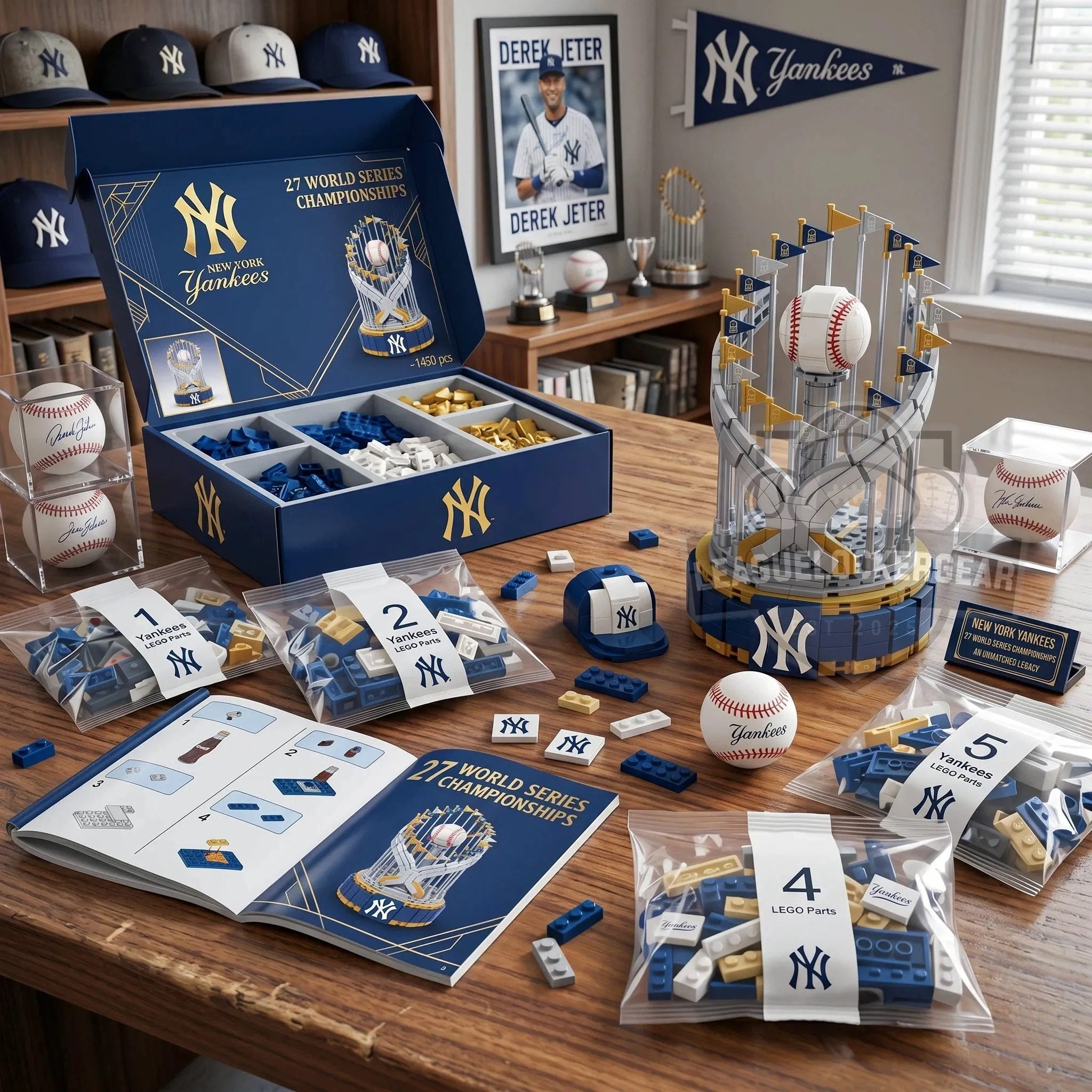 New York Yankees 27 World Series Championships Trophy Building Block Set