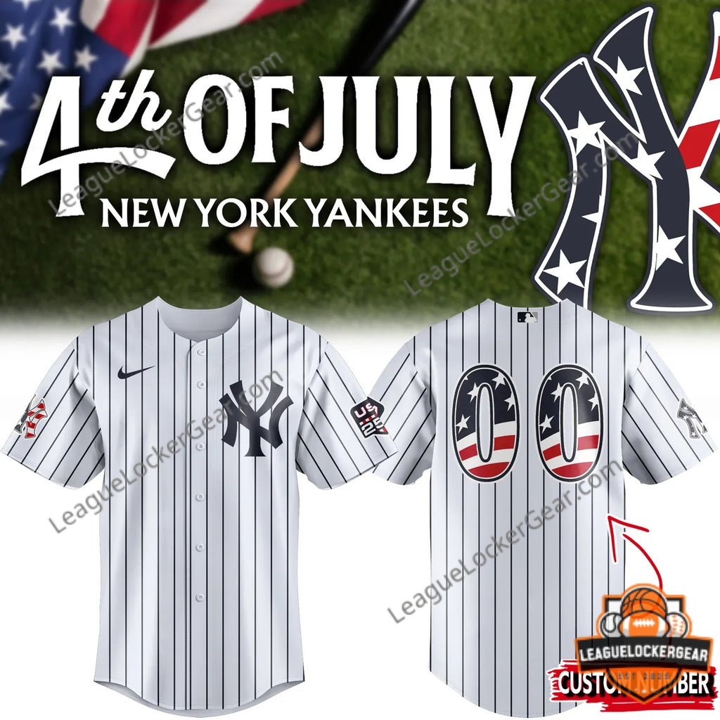 New York Yankees 4th of July 2024 Custom Baseball Jersey