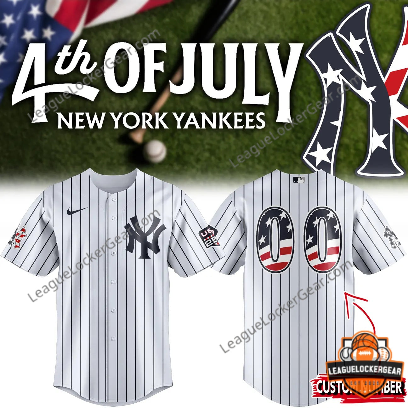 New York Yankees 4th of July 2024 Custom Baseball Jersey