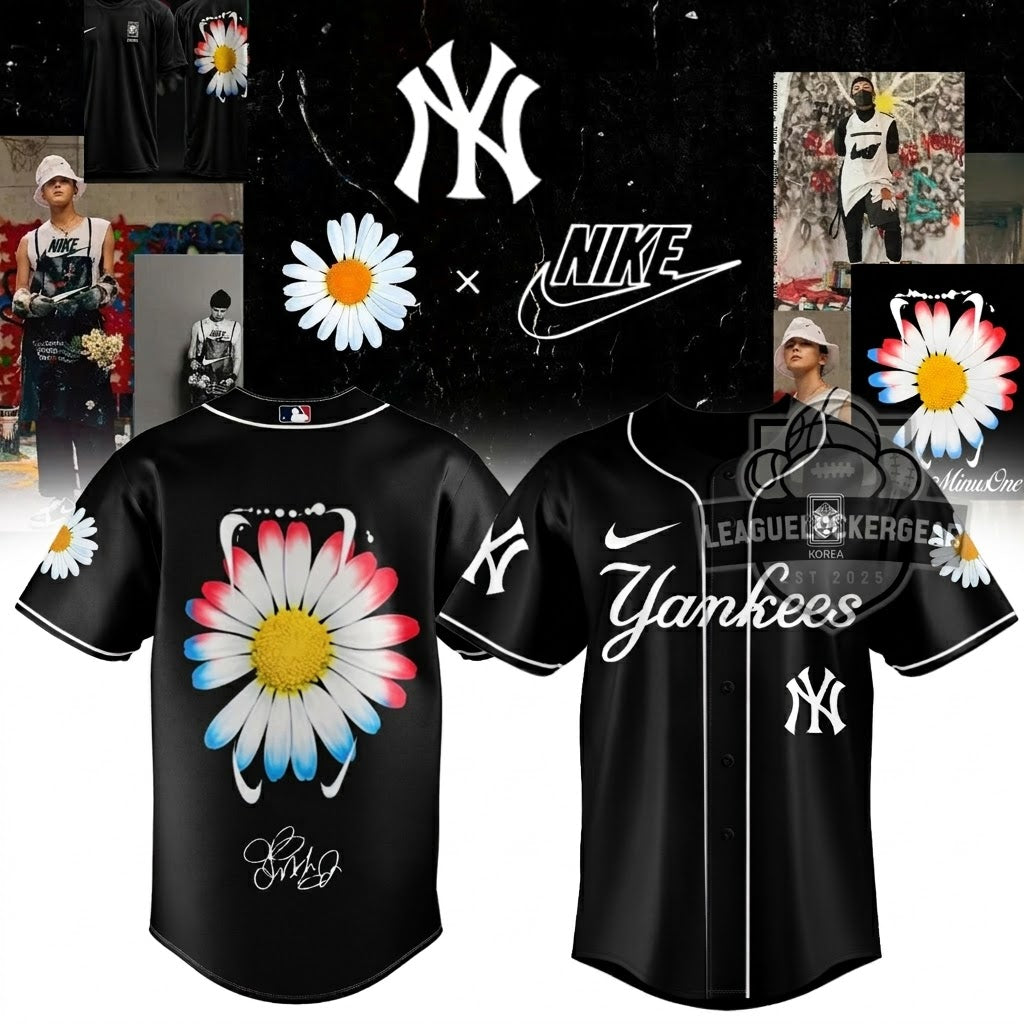 New York Yankees G-DRAGON Daisy Flower Baseball Jersey