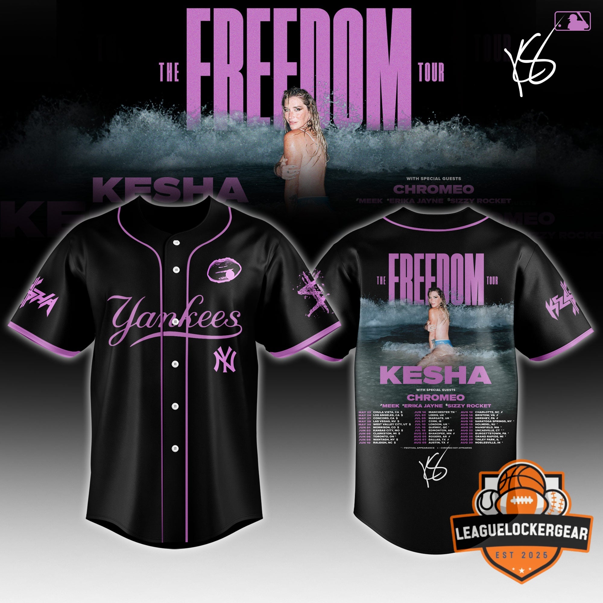 New York Yankees Kesha The Freedom Tour Baseball Jersey