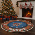 Oklahoma City Thunder Ugly Christmas Round Rug – 27” NBA Holiday Round Floor Decor