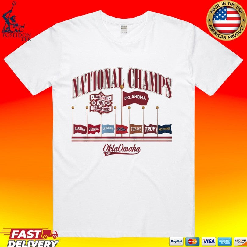 Oklahoma Baseball 2026 National Champions Omaha Flags T-shirt