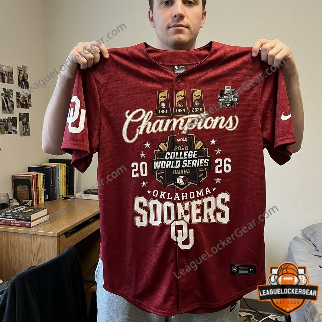 Oklahoma Sooners 2026 College World Series National Champions Baseball Jersey