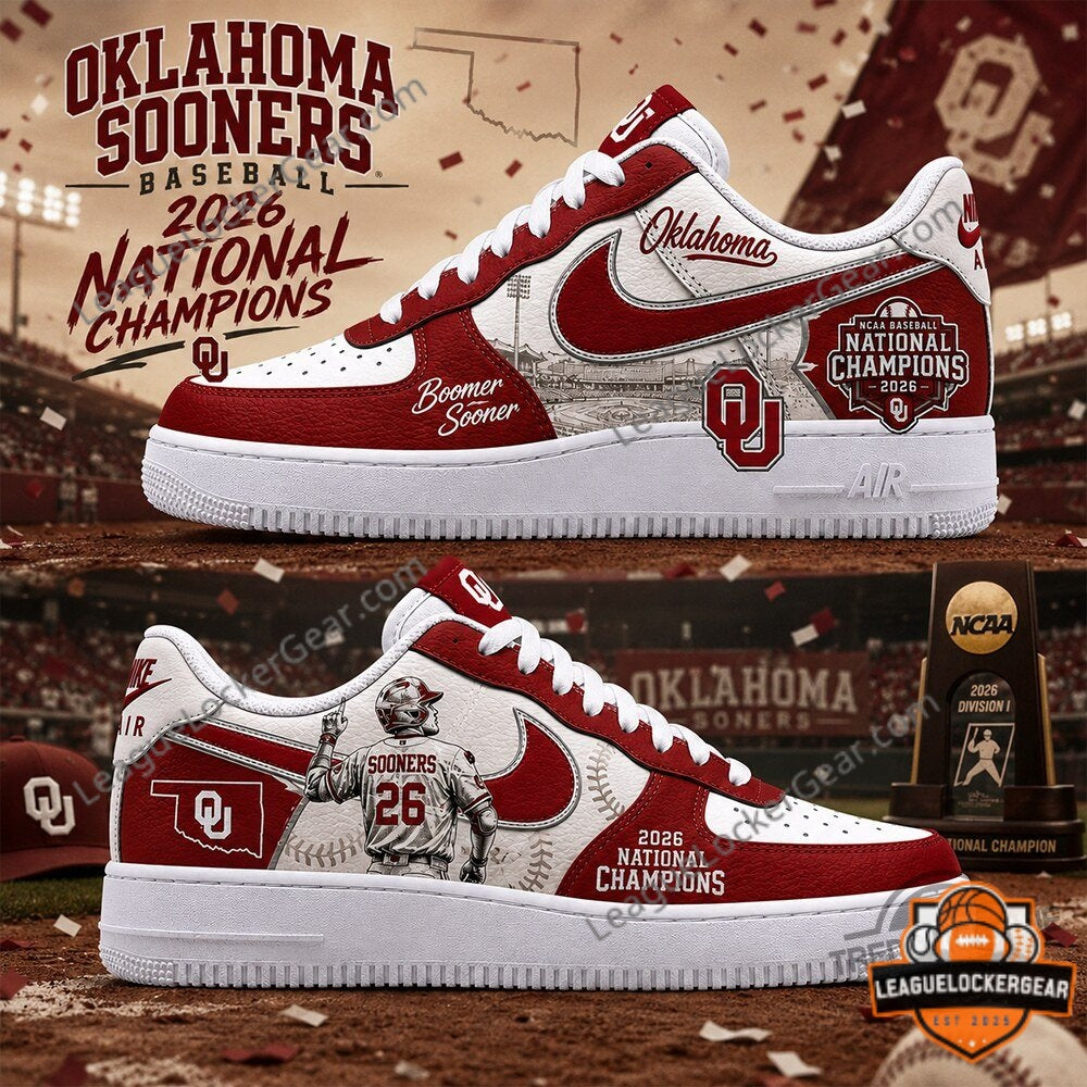 Oklahoma Sooners Baseball 2026 National Champions Custom AF1 Shoes