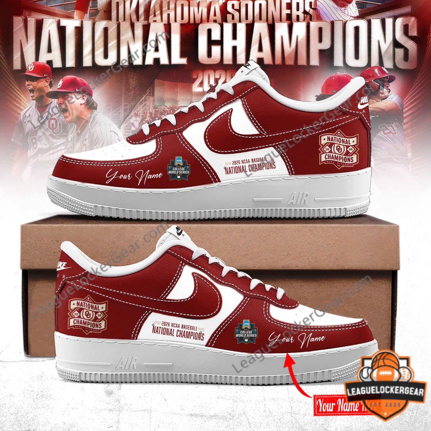 Oklahoma Sooners National Champions College World Series 2026 Sneakers