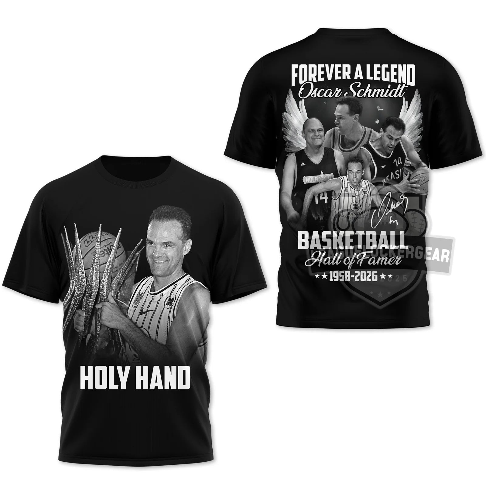 Oscar Schmidt Holy Hand Basketball Hall of Famer 1958-2026 T-Shirt