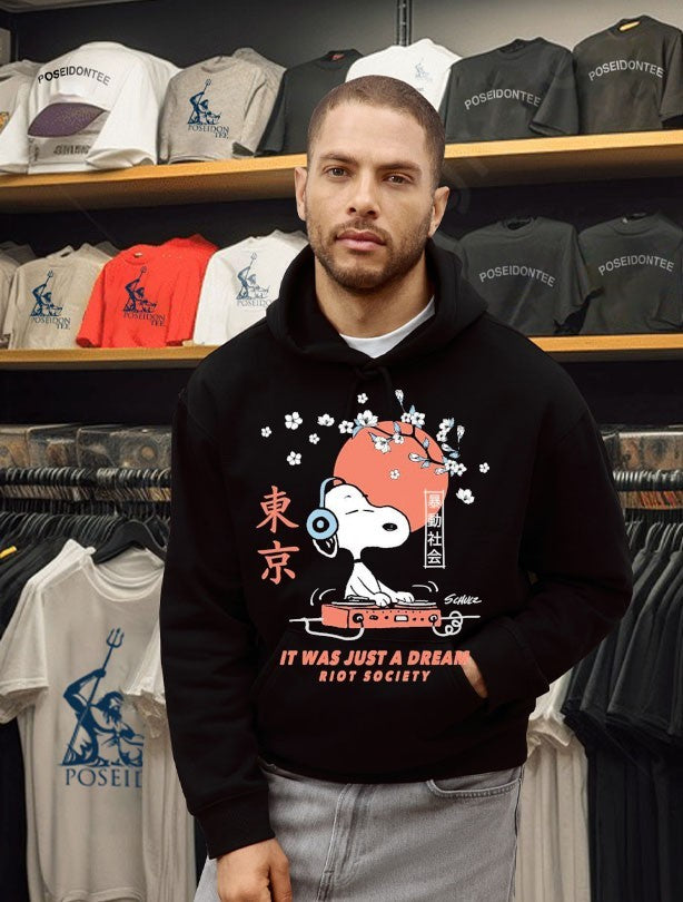 Peanuts Snoopy Japan Dj Mens It Was Just A Dream Riot Society T-shirt