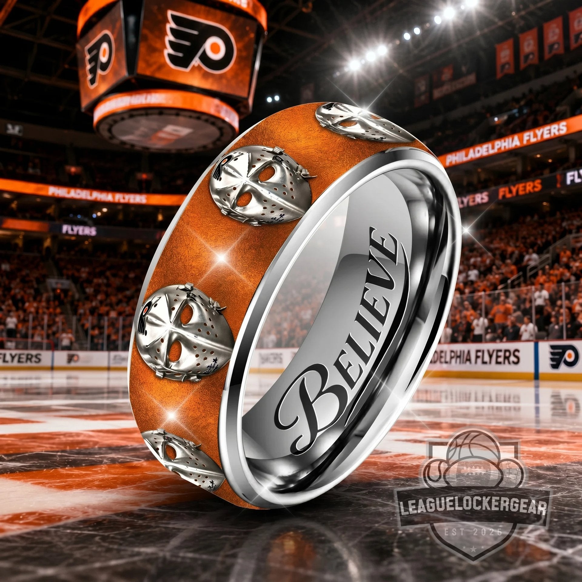 Philadelphia Flyers NHL Believe Silver Tungsten Ring