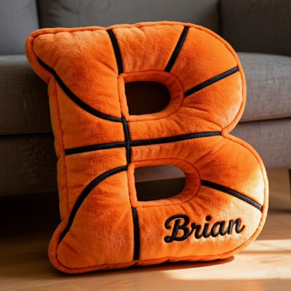 Personalized NBA Basketball Letter Pillow – Custom Name Initial Cushion Gift 2025