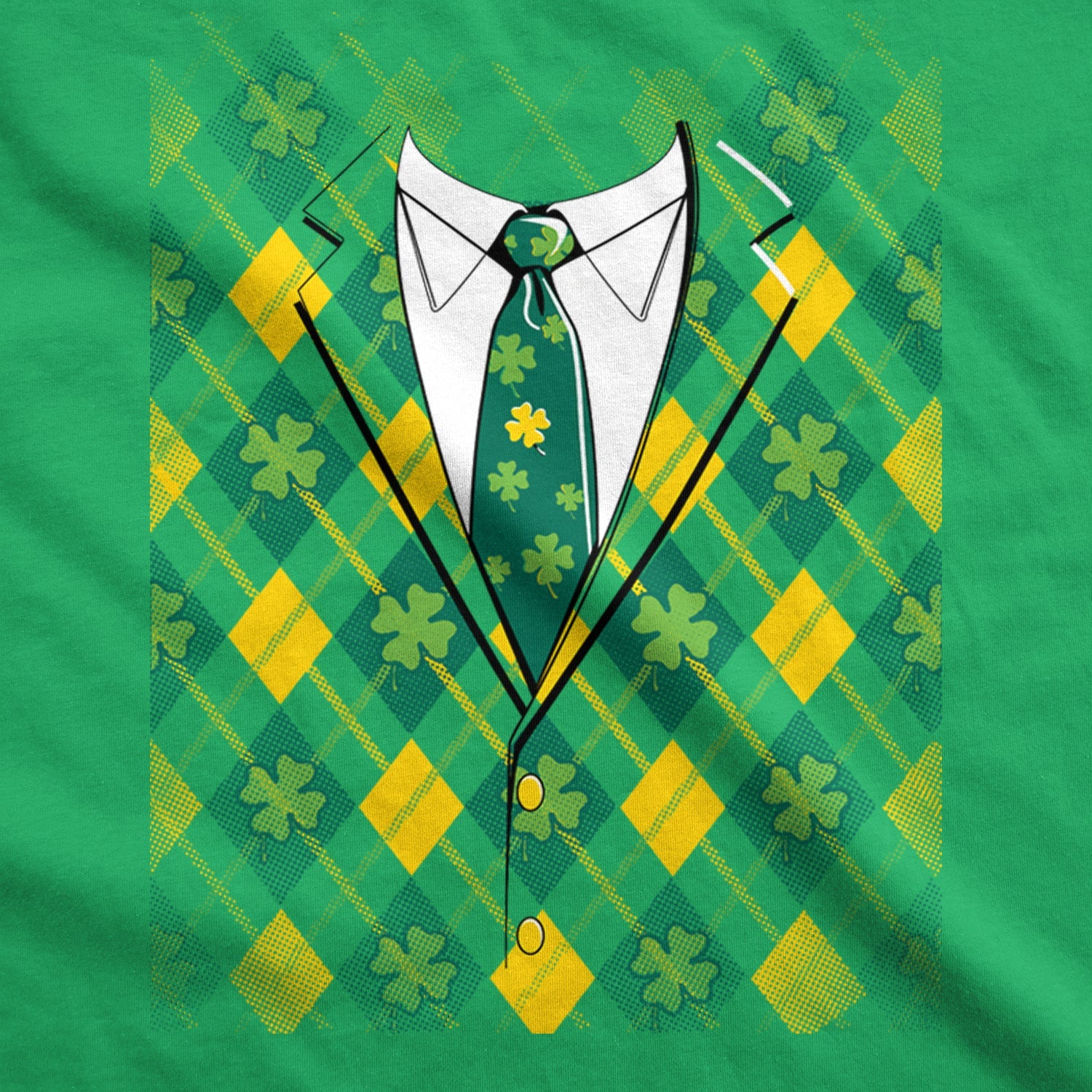 Plaid Green Tuxedo Men's T Shirt