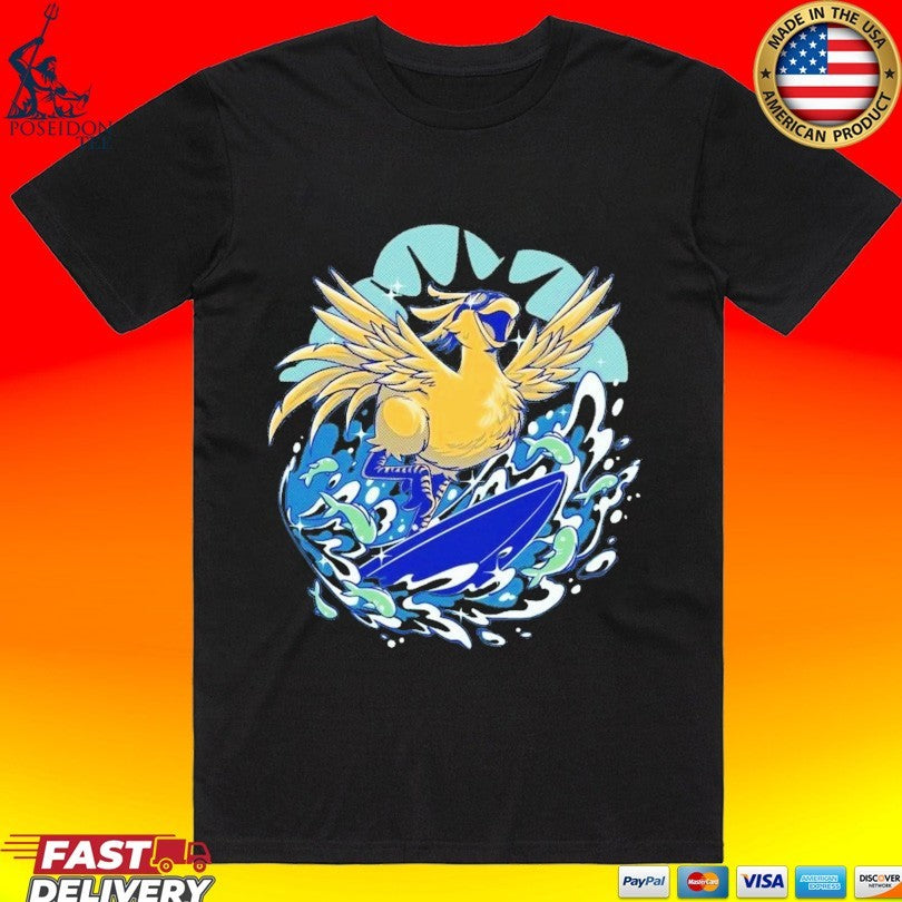 Pop Culture Wizard Surfing Bird T-shirt