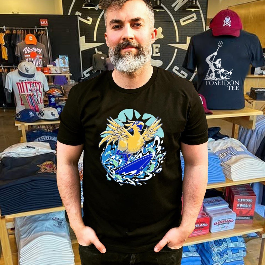 Pop Culture Wizard Surfing Bird T-shirt