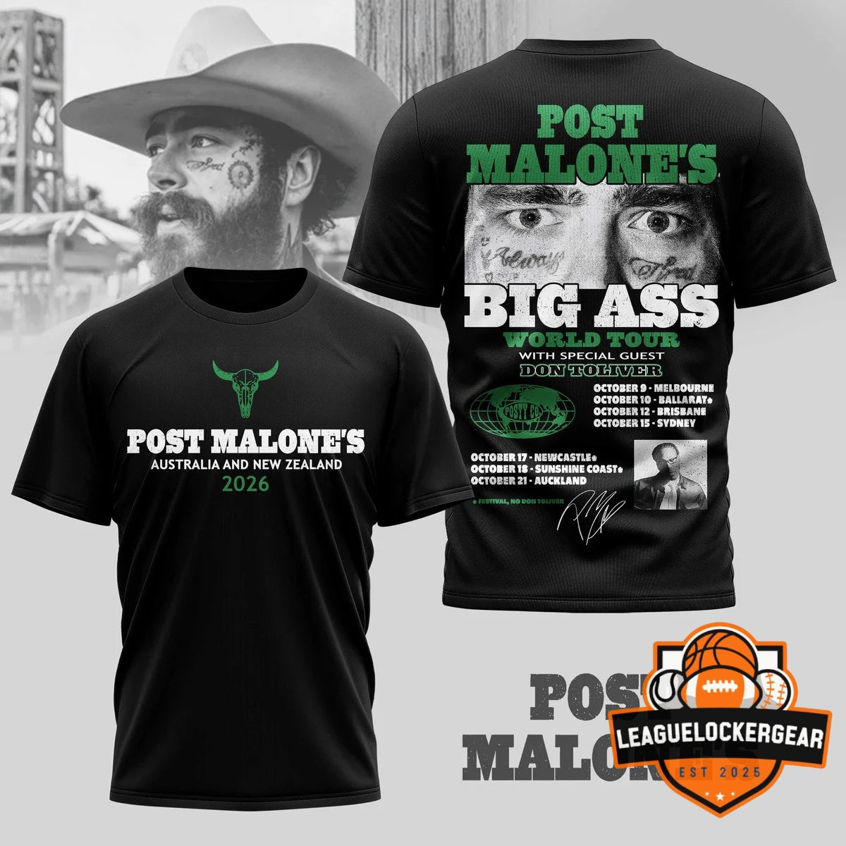Post Malone Big Ass World Tour Australia and New Zealand 2026 T-Shirt